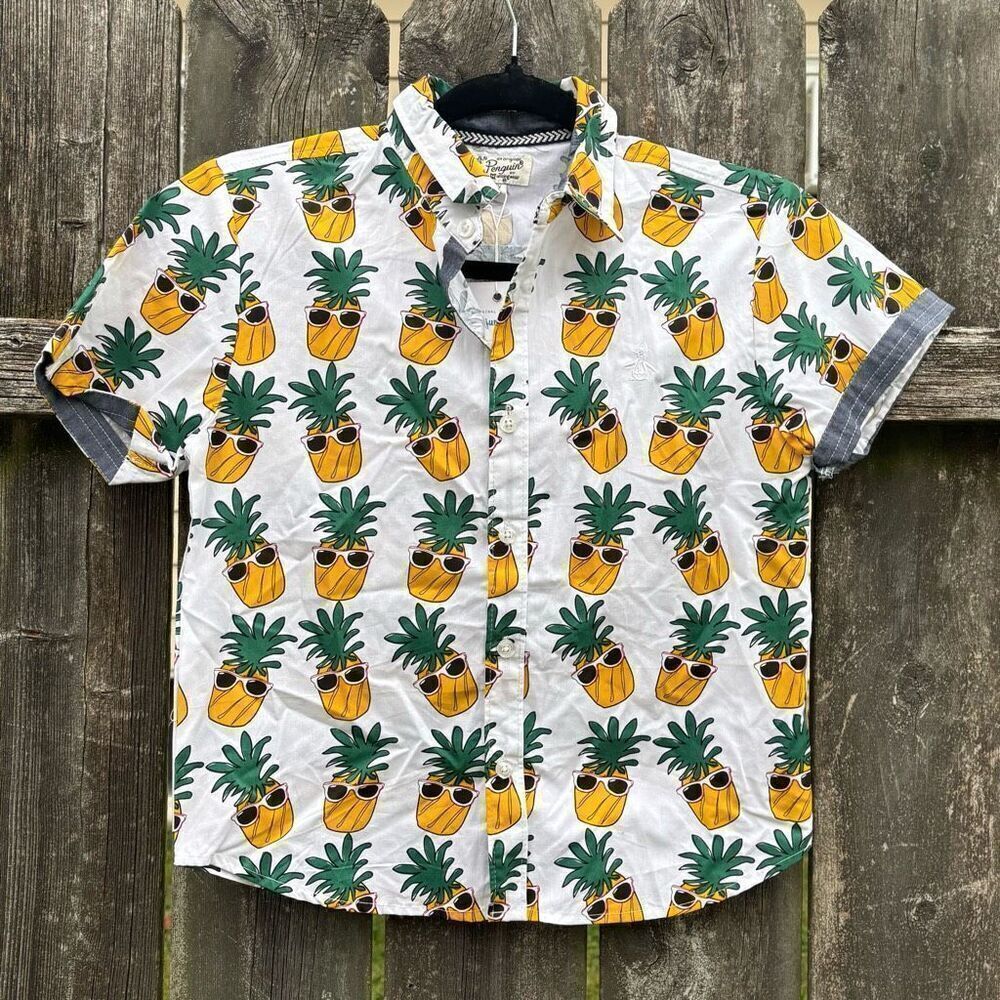 Penguin Boys Pineapple Button‎ Down Short Sleeve NWT 7